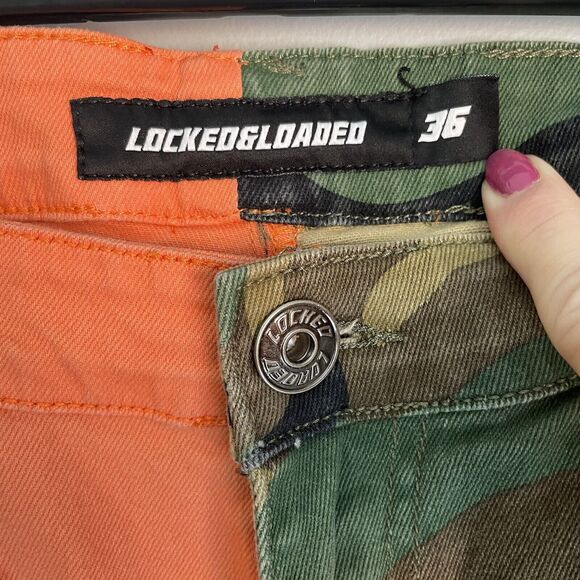 Locked Loaded Jeans Men 36X30 Denim Camo Mid Rise Skinny Zipper Pocket Moto Army - Picture 6 of 16